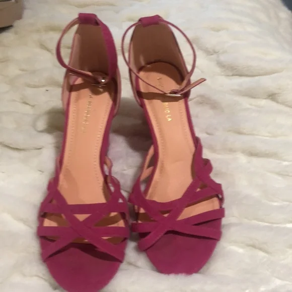 Hot Pink Suede Wedge - Picture 2 of 2